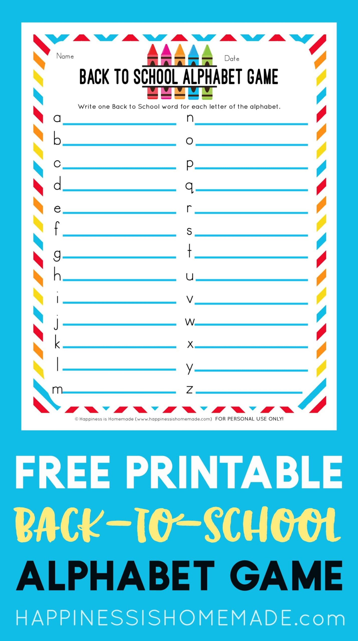 Back To School Alphabet Game Printable Happiness Is Homemade