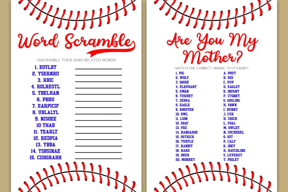 Baseball Themed Baby Shower Game Pack Printable Baby Shower Games Sports Themed Games For Baby Shower Baby Shower Games Package A56 Etsy