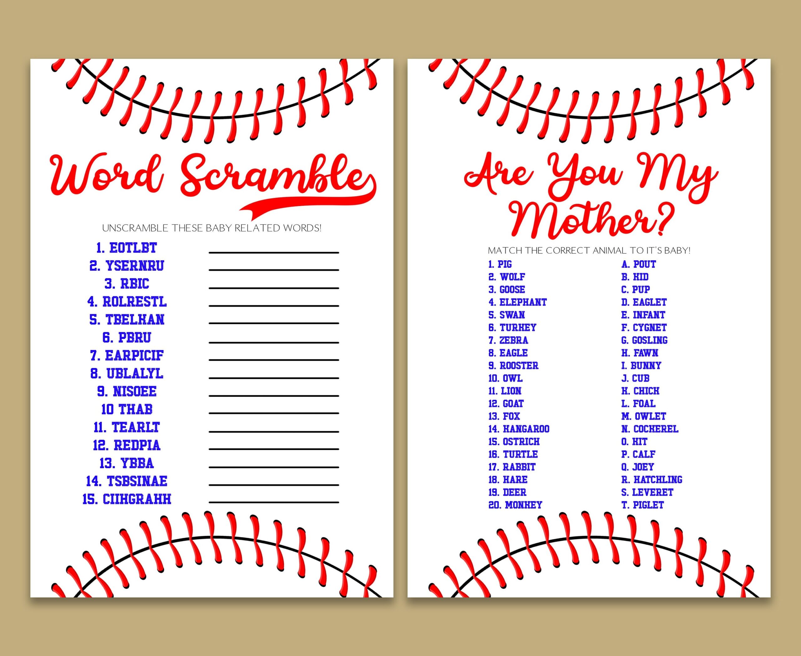 Baseball Themed Baby Shower Game Pack Printable Baby Shower Games Sports Themed Games For Baby Shower Baby Shower Games Package A56 Etsy