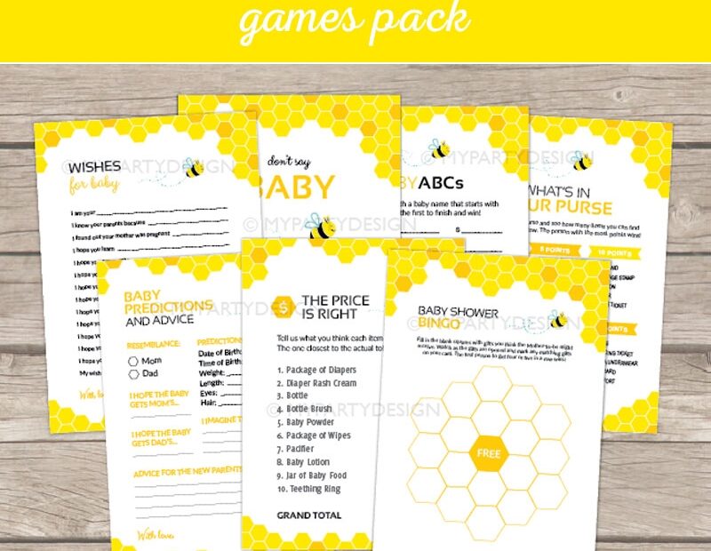 Bee Baby Shower Games Printable PDF My Party Design