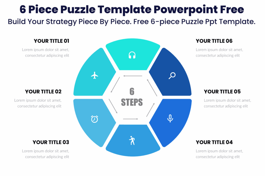 Best 6 Piece Puzzle Template Powerpoint Free Professional PowerPoint