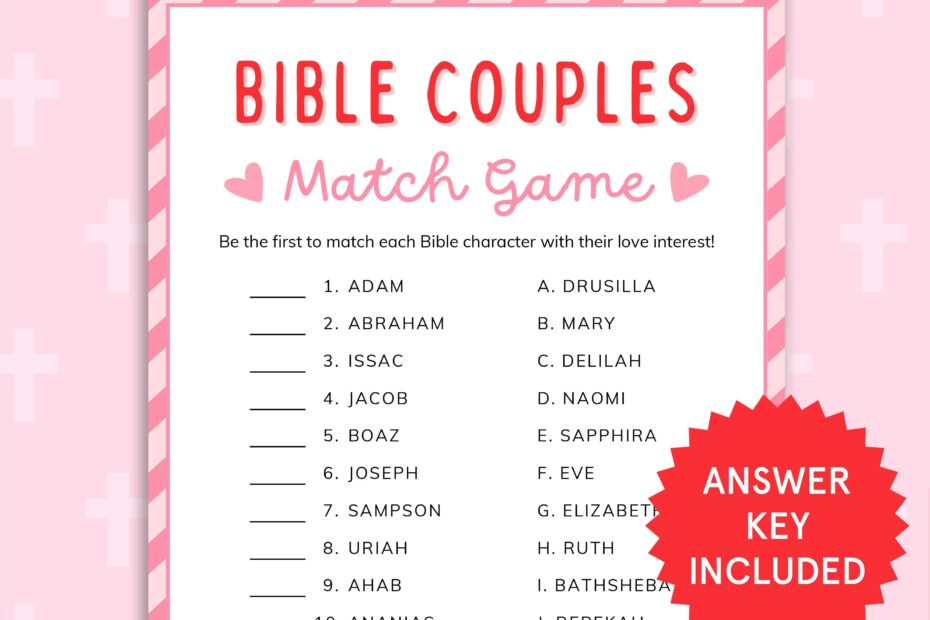 Bible Couples Match Game Bible Games For Kids Adults Church Valentines Day Fun Church Party Games Womens Ministry Printable Christian Games Etsy