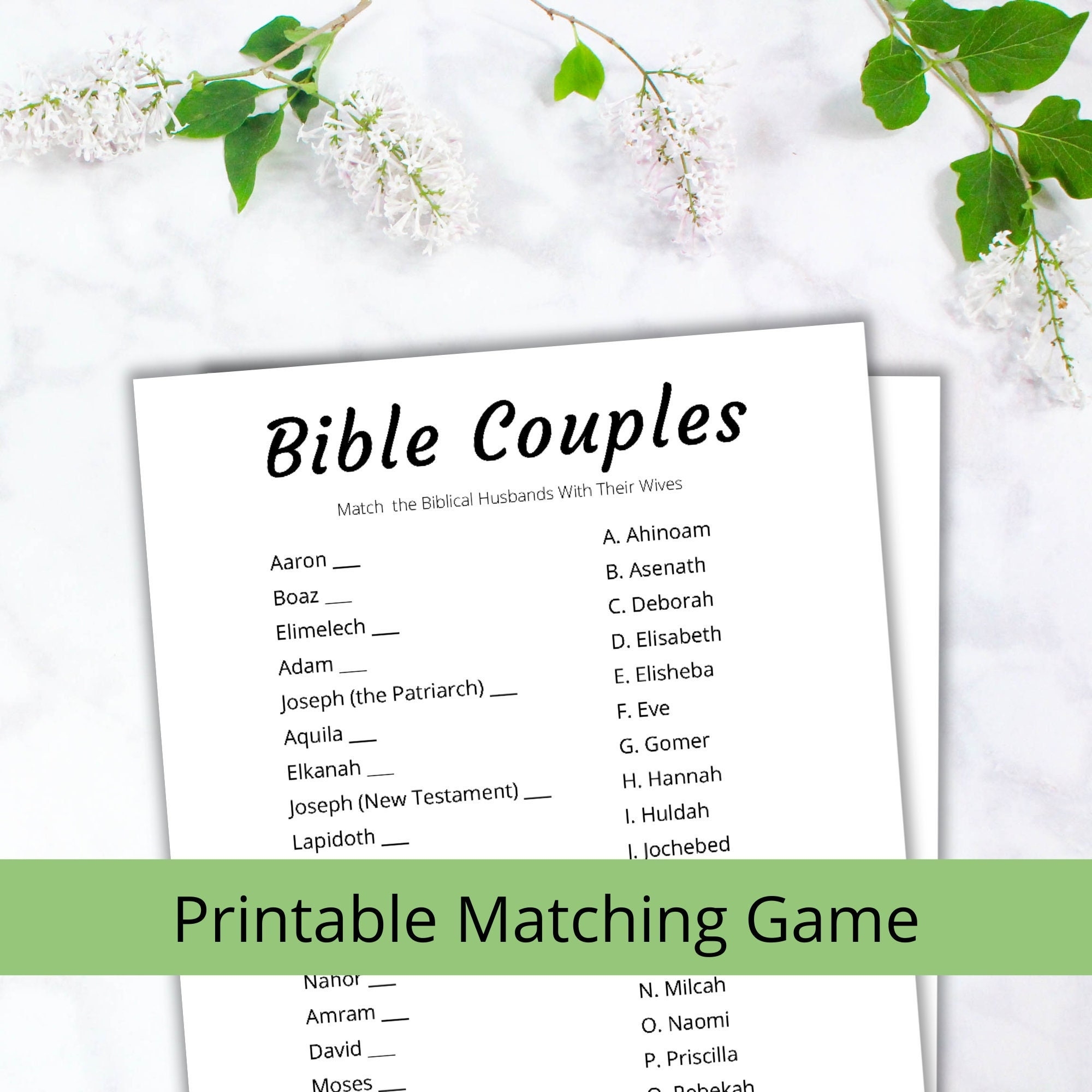 Bible Couples Matching Game Christian Wedding Shower Printables 