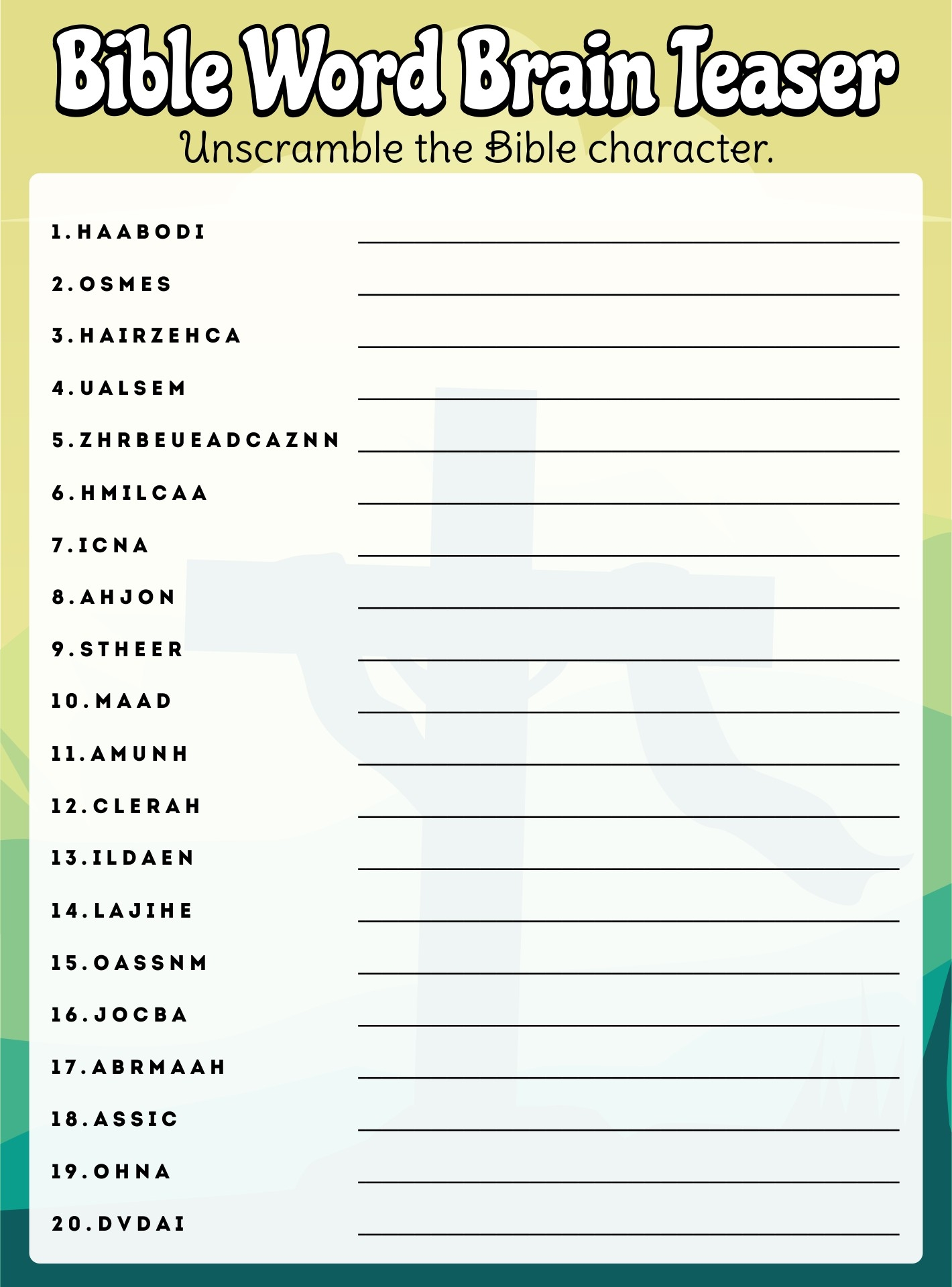 Biblical Brain Teasers 16 Free PDF Printables Printablee