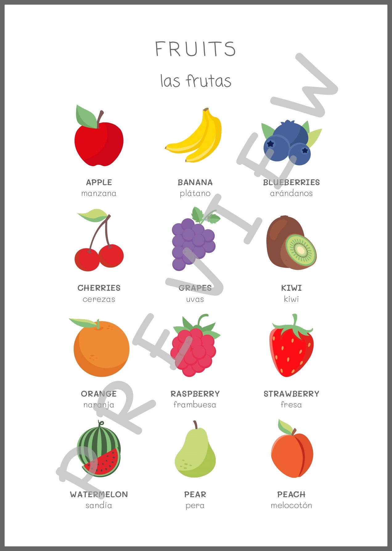 fruits name in spanish with pictures