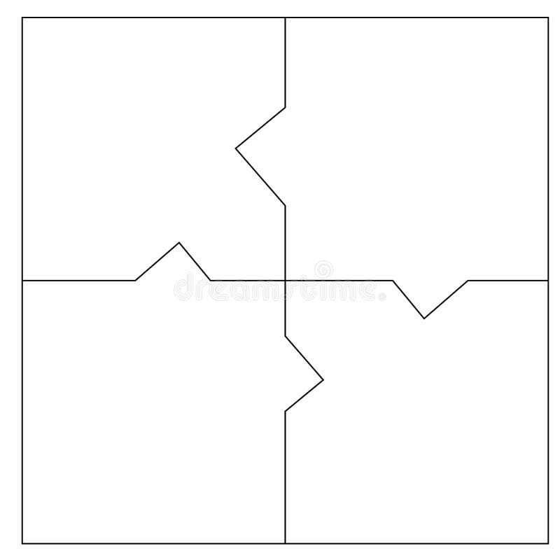 Blank Jigsaw Puzzle 4 Pieces Simple Line Art Style For Printing And Web Stock Vector Illustration Of Guidelines Line 214036849