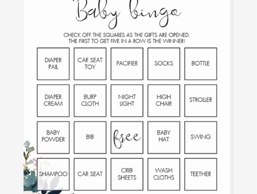 Boho Floral Baby Shower Baby Bingo Game Printable By Floral Baby Shower Game Printables Free Transparent PNG 819x1024 Free Download On NicePNG