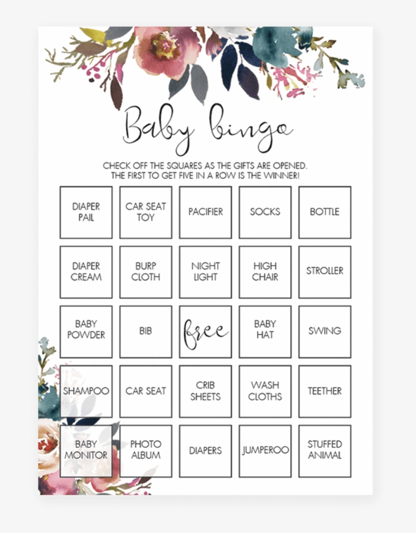 Boho Floral Baby Shower Baby Bingo Game Printable By Floral Baby Shower Game Printables Free Transparent PNG 819x1024 Free Download On NicePNG