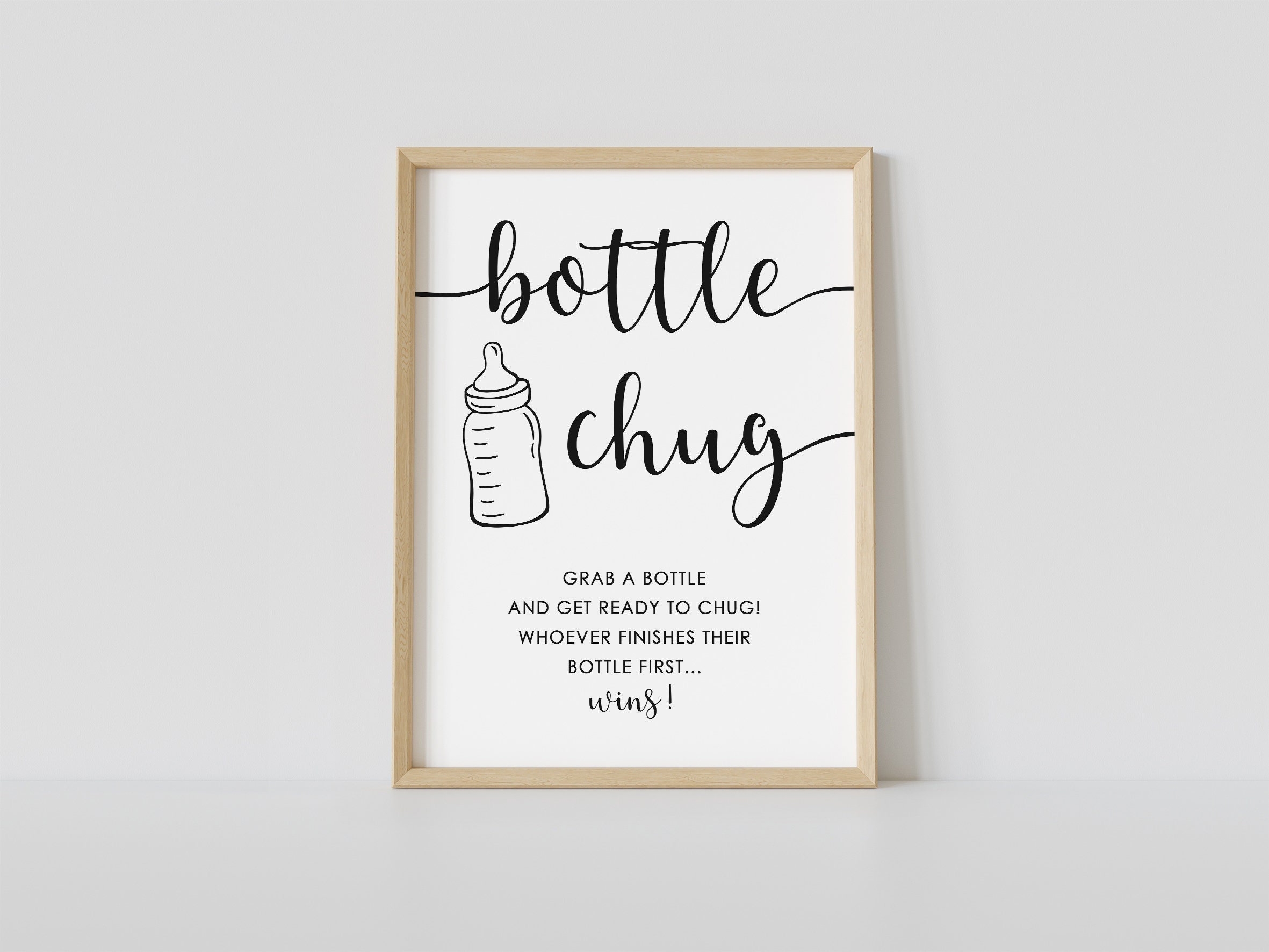Bottle Chug Sign Game Minimalist Baby Shower Baby Bottle Chug Black U0026 White Baby Bottle Game Printable Instant Download Etsy