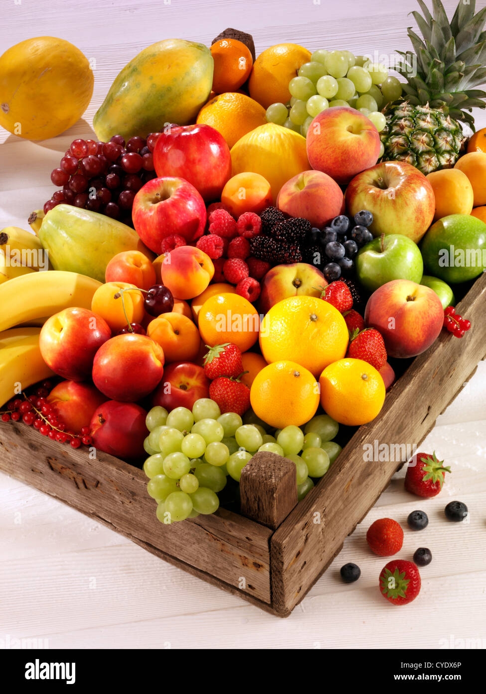 Box Of Fresh Mixed Fruit Stock Photo Alamy