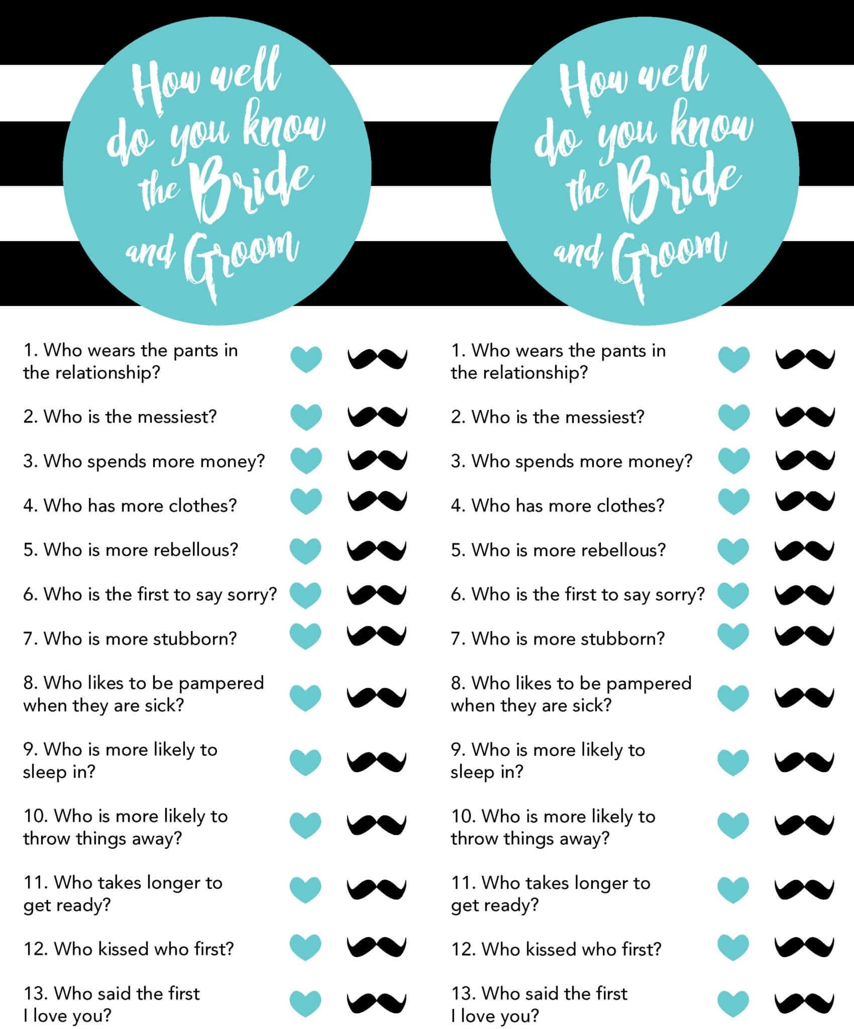 free online printable bridal shower games