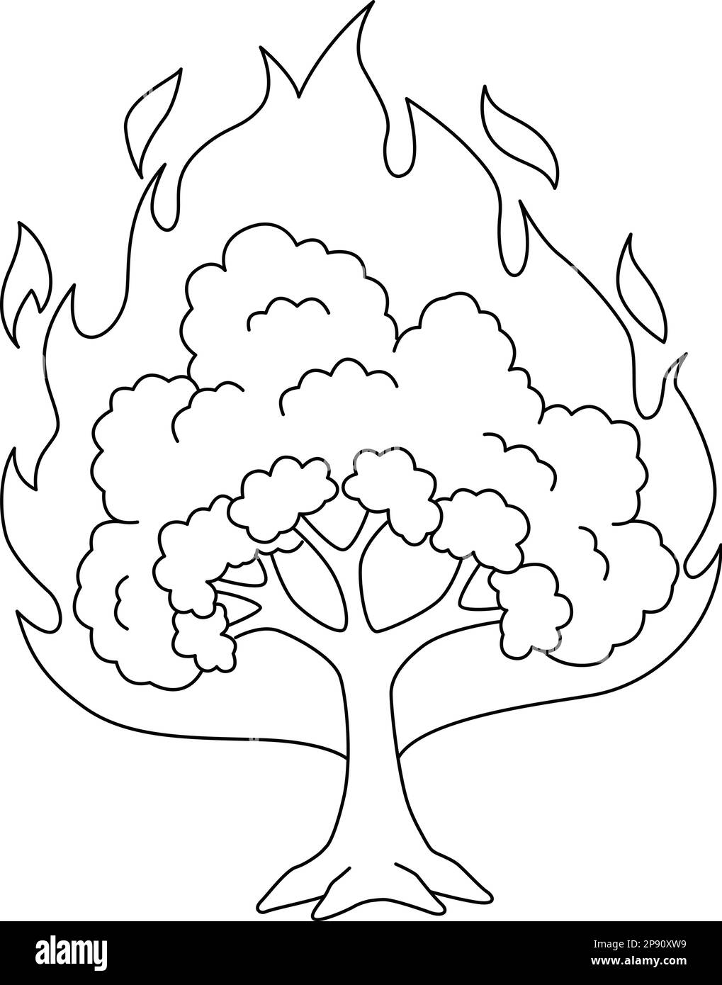 Burning Bush Isolated Coloring Page For Kids Stock Vector Image U0026 Art Alamy