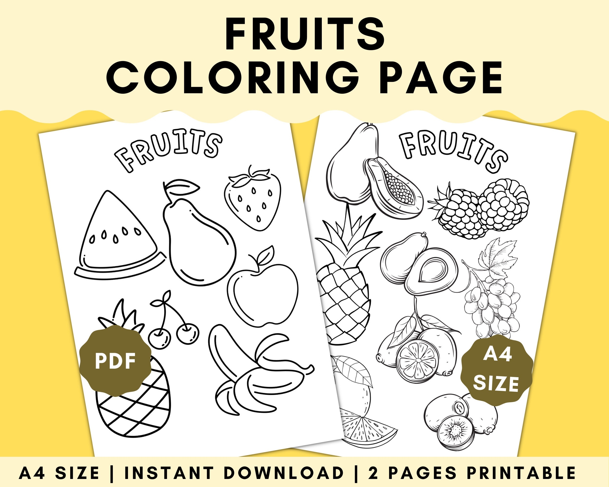 Buy Printable Coloring Page Fruits Coloring Sheet For Kids Activity Ideas Kindergarten Drawing Fruit Printable Homeschool Preschool Printable Online In India Etsy