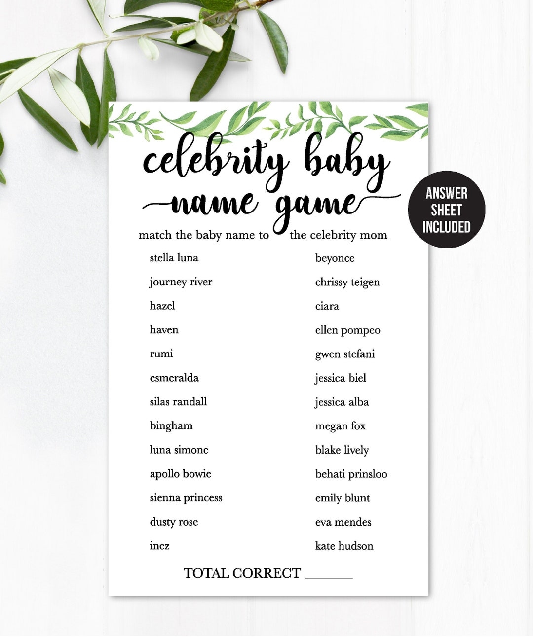 Celebrity Baby Name Game Baby Shower Games Match Baby With Celebrity Mom Baby Name Game Celebrity Baby Names Etsy Australia