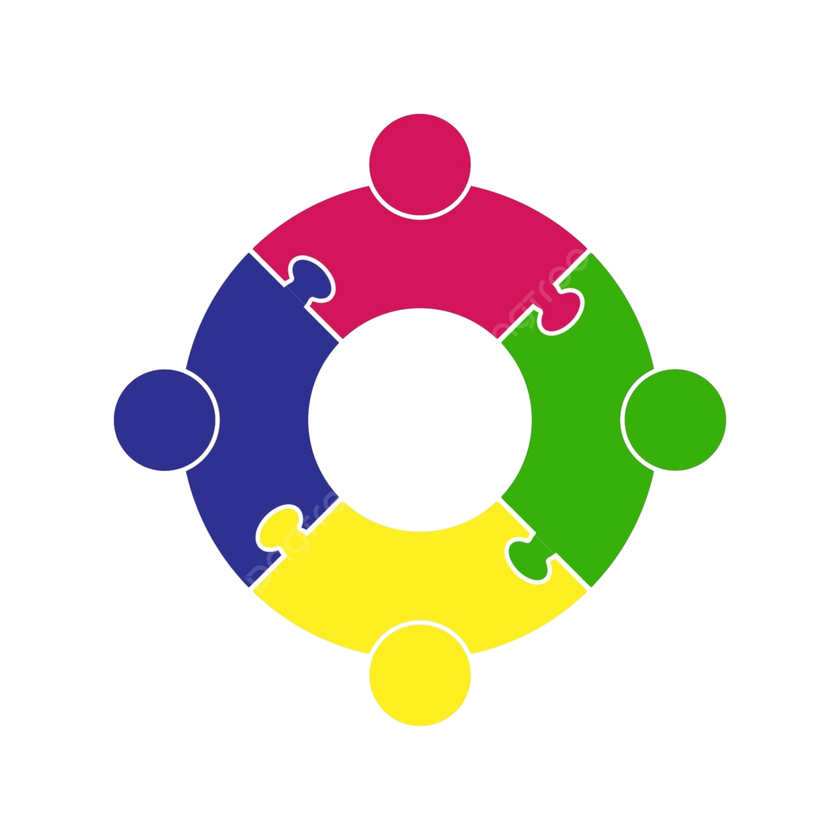 Collaborative Puzzle Logo Four Pieces Of Teamwork Circle Vector Template Download On Pngtree