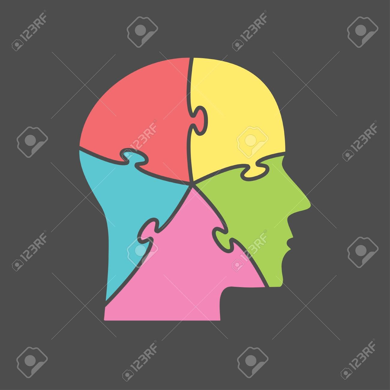 Colour Puzzle Piece Silhouette Head Vector Illustration Jigsaw Puzzle Blank Template 5 Puzzle Step Process Diagram Vector Puzzle Object Five Business Presentation Royalty Free SVG Cliparts Vectors And Stock Illustration Image 118814031 