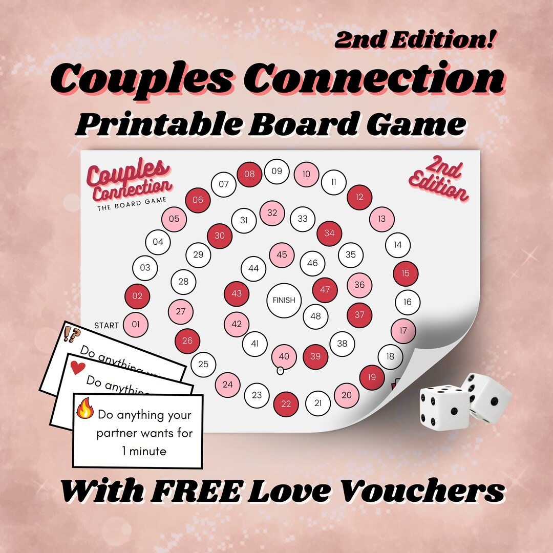 Couples Printable Board Game Date Night Printable Couples Games Drinking Game Adults Valentines Day Games Printable Free Love Coupons Etsy