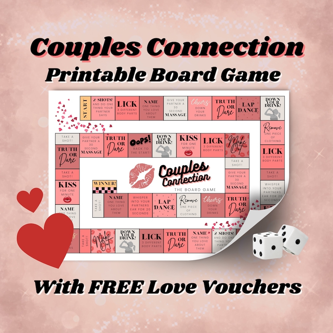 Couples Printable Board Game Date Night Printable Couples Games Drinking Game Adults Valentines Day Games Printable Free Love Coupons Etsy