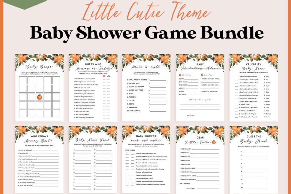 Cutie Baby Shower Games Printable A Little Cutie Baby Shower Over And Under Citrus Baby Shower Baby Shower Activity Etsy