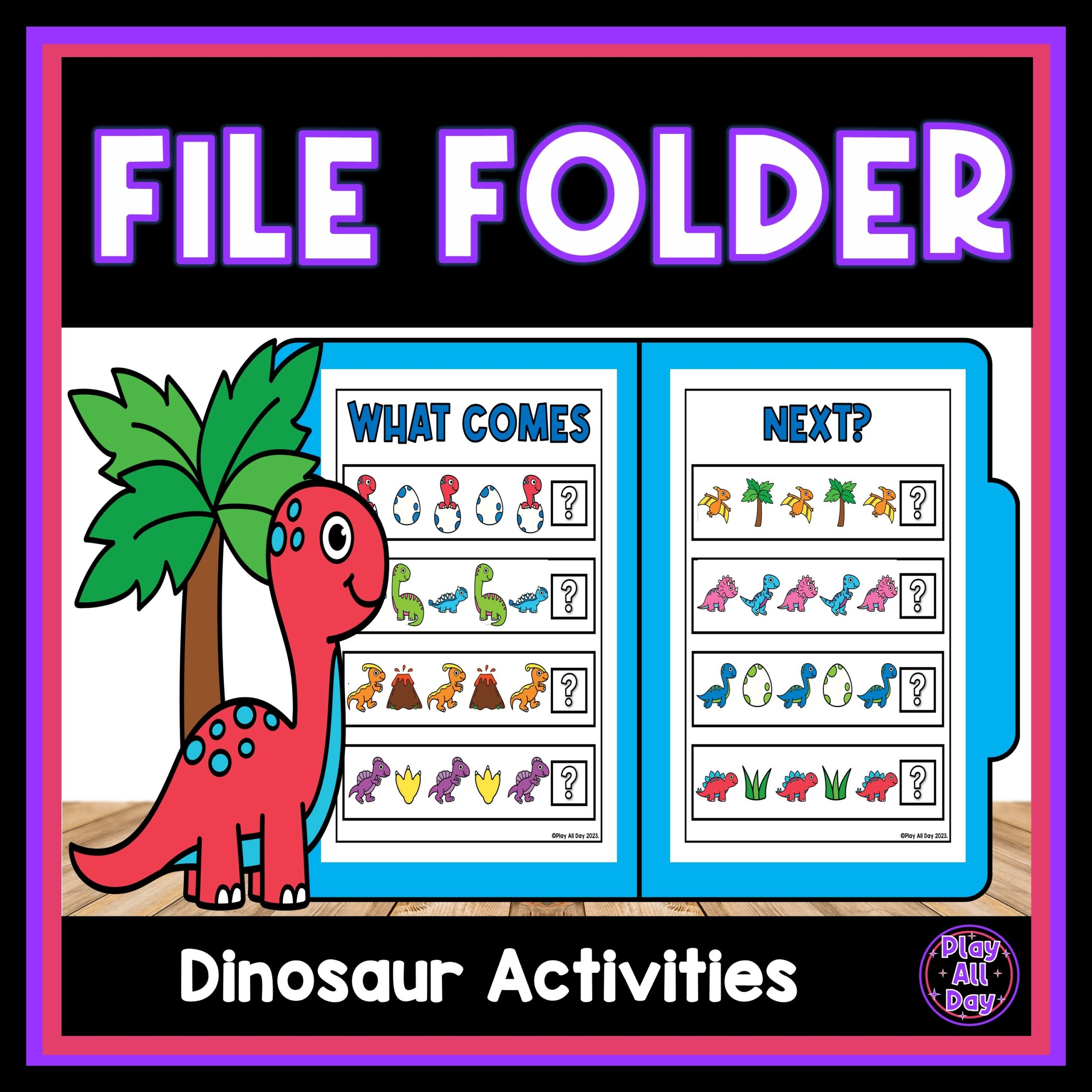 Dinosaur File Folder Activities Alphabet Numbers Shapes Colors 
