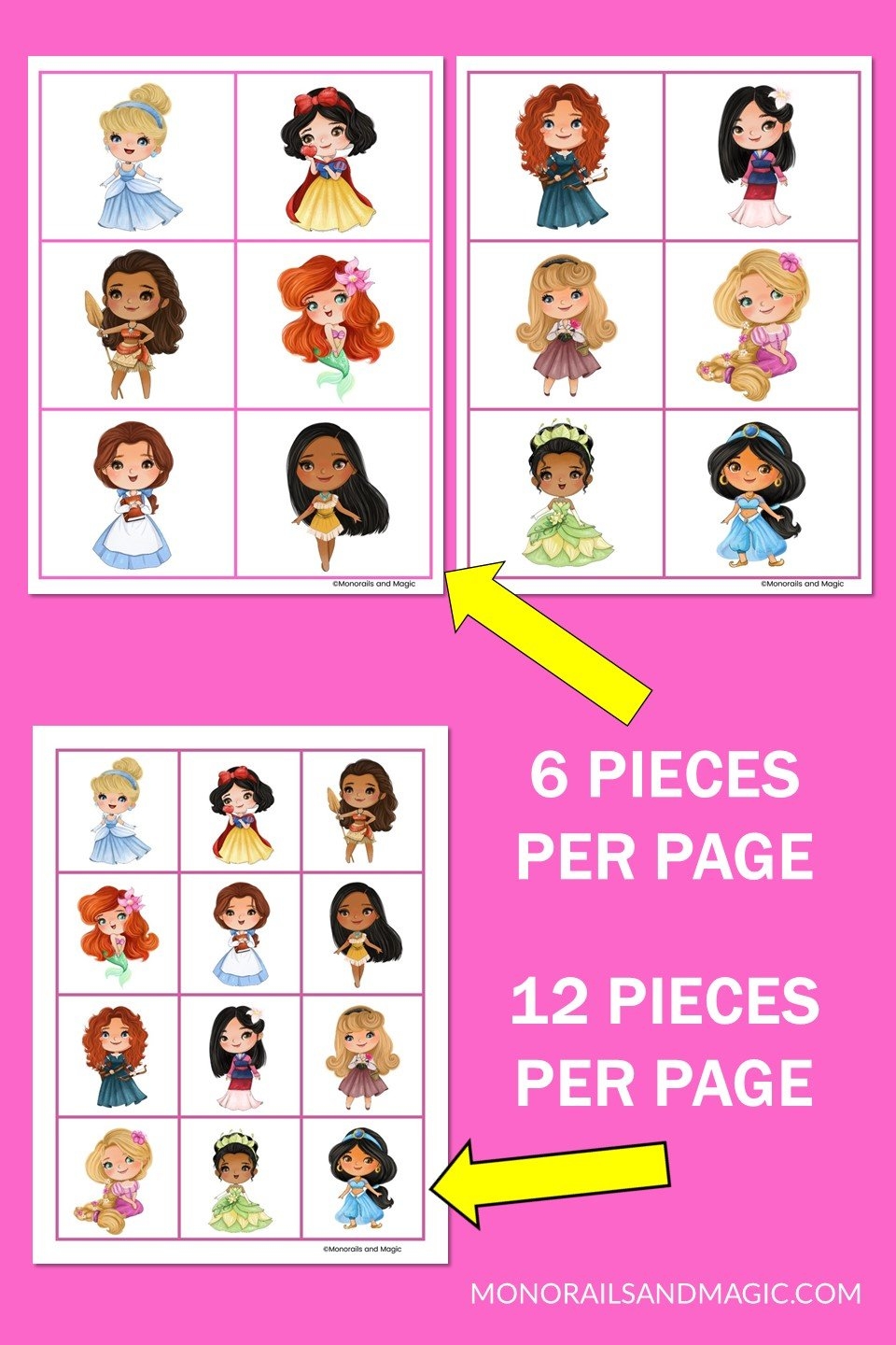 Disney Princess Memory Game Free Printable Monorails And Magic