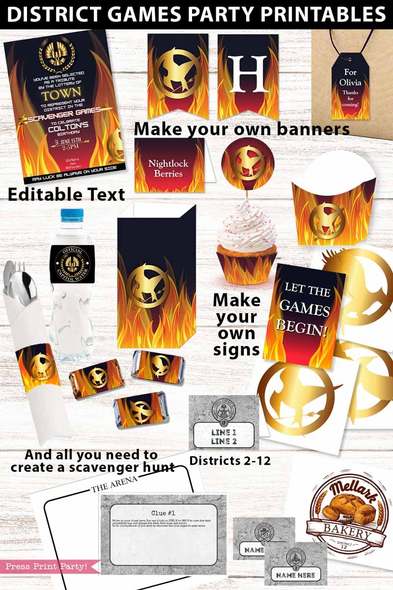 District Games Party Printables Set Perfect For A Hunger Games Party Press Print Party 