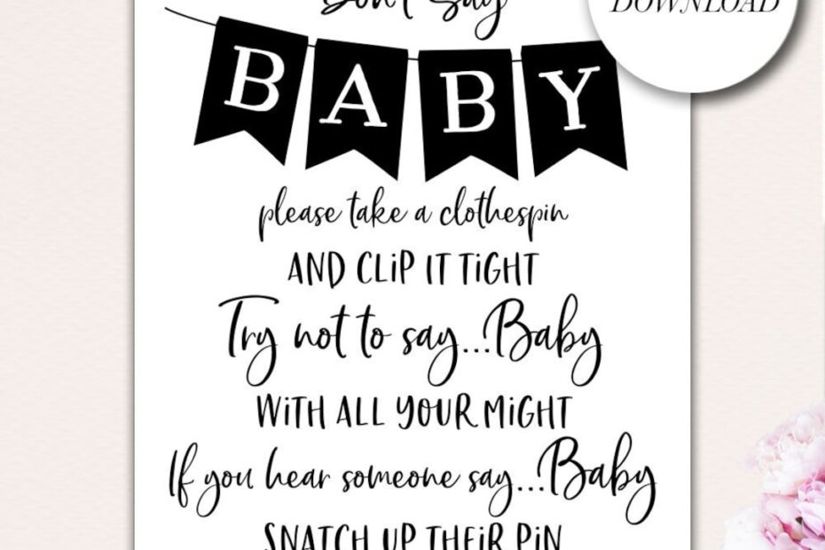Don t Say Baby Game Baby Shower INSTANT DOWNLOAD Game Kraft Paper Baby Shower Game DIY Printable Baby Shower Sign Etsy