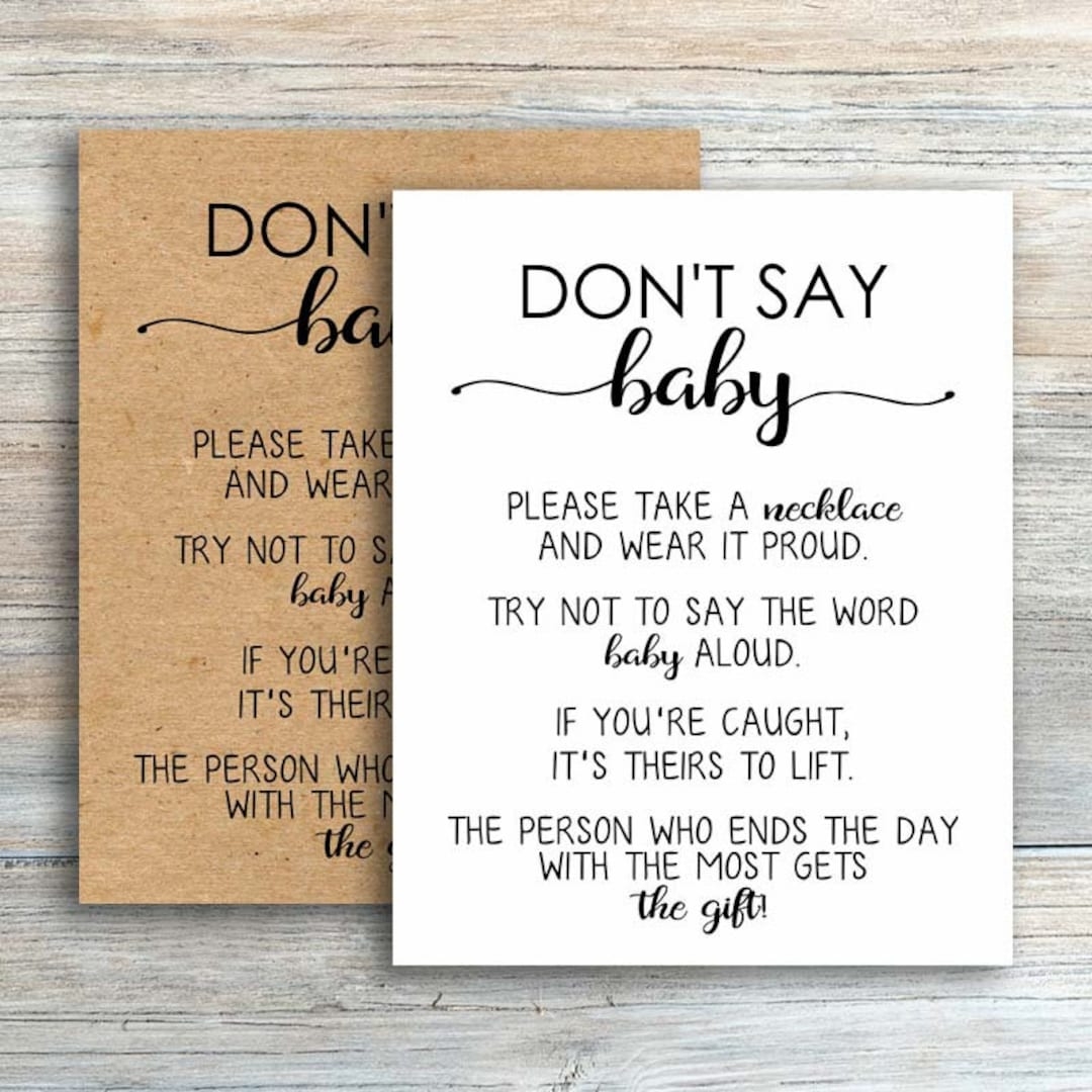 Don t Say Baby Game Don t Say Baby Printable Don t Say Baby Baby Shower Game Necklace Game Clothespins Game Sign kraft Baby Shower Games Etsy