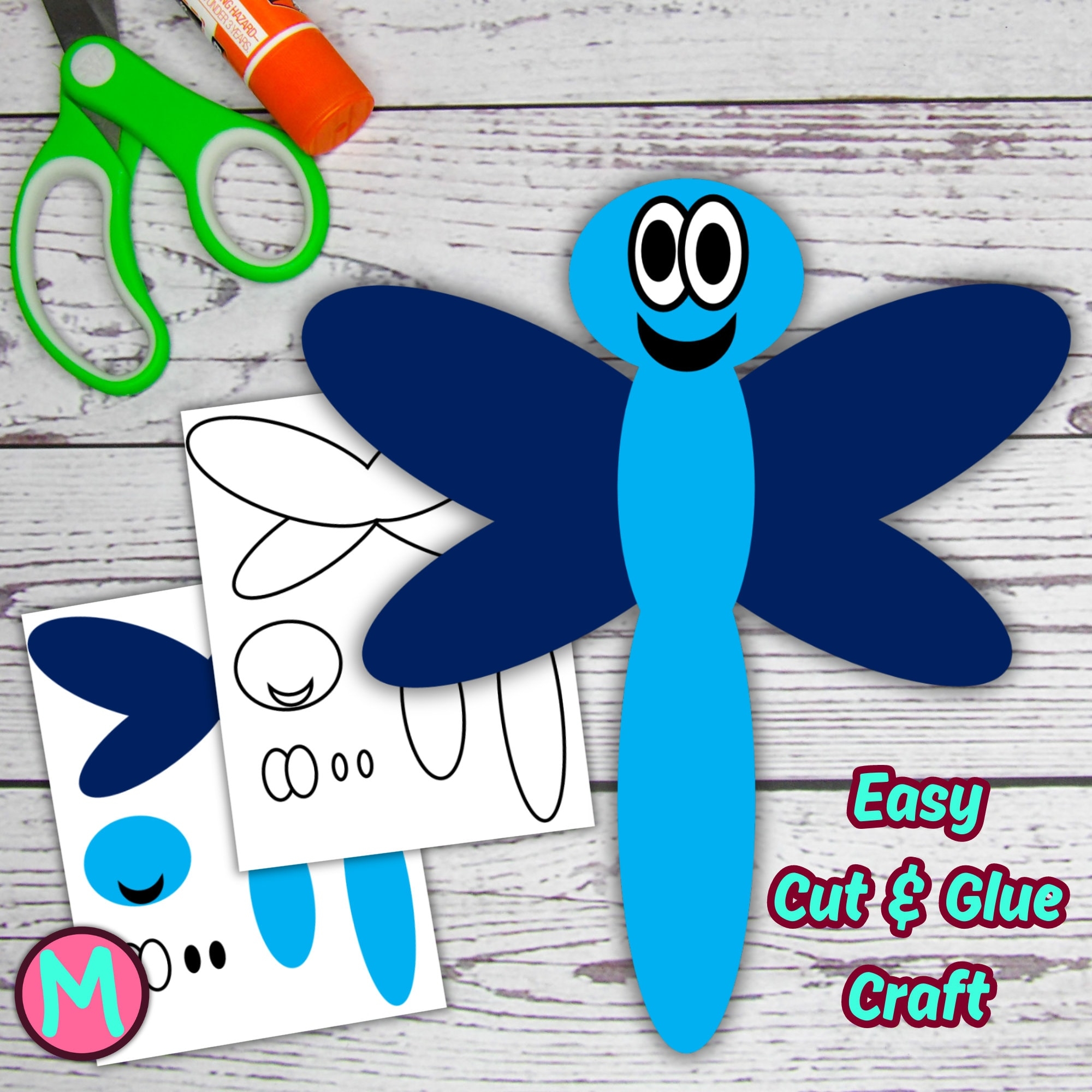 Dragonfly Craft Template For Kids In Preschool Kindergarten Elementary Or Homeschool Spring Cut And Glue Paper Craft Bug Craft Etsy