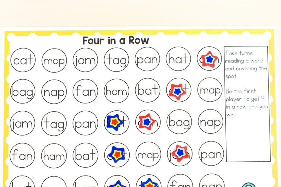 Editable Back To School Four In A Row Printable Game