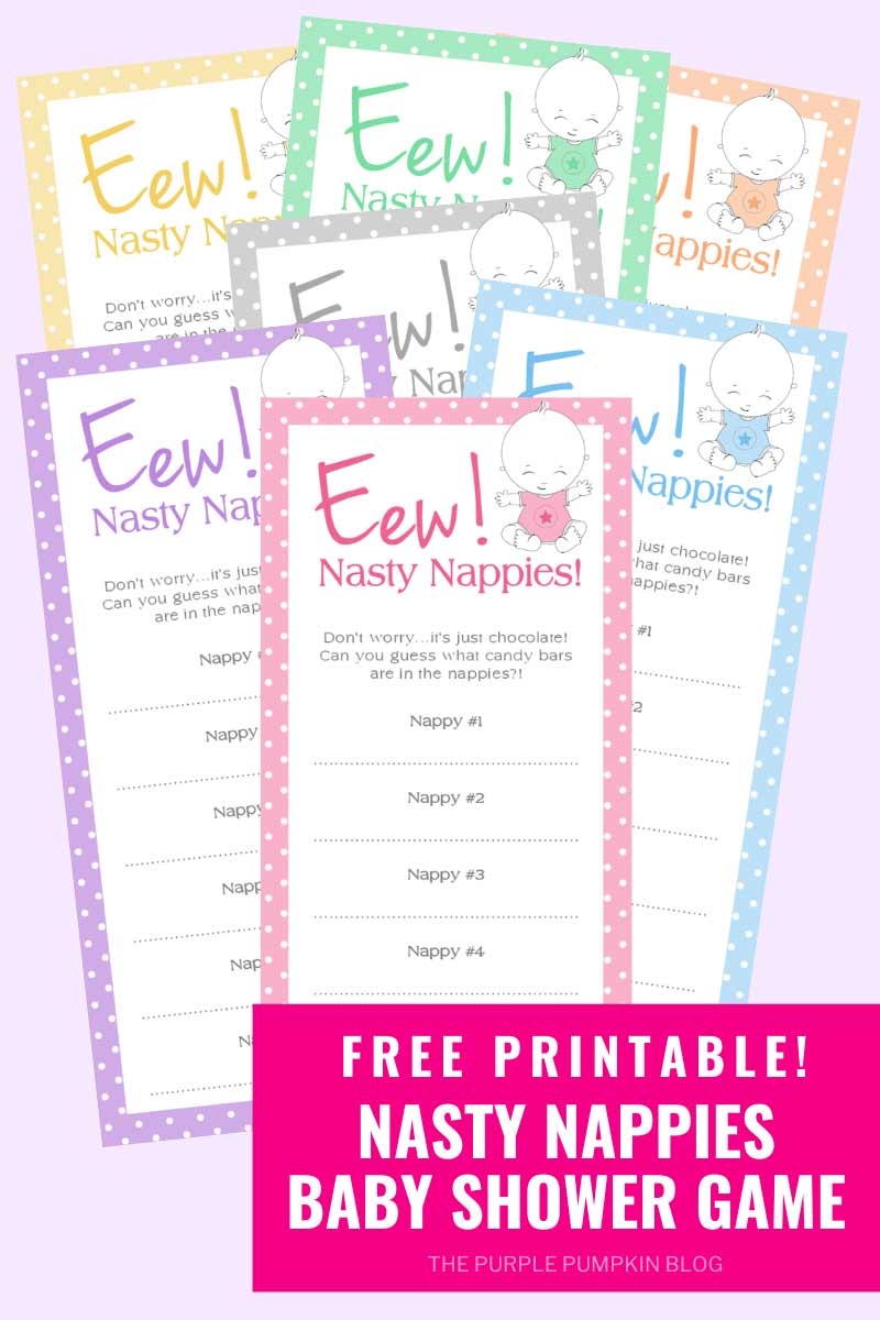 Eew Nasty Nappies Baby Shower Game Dirty Diapers Game 