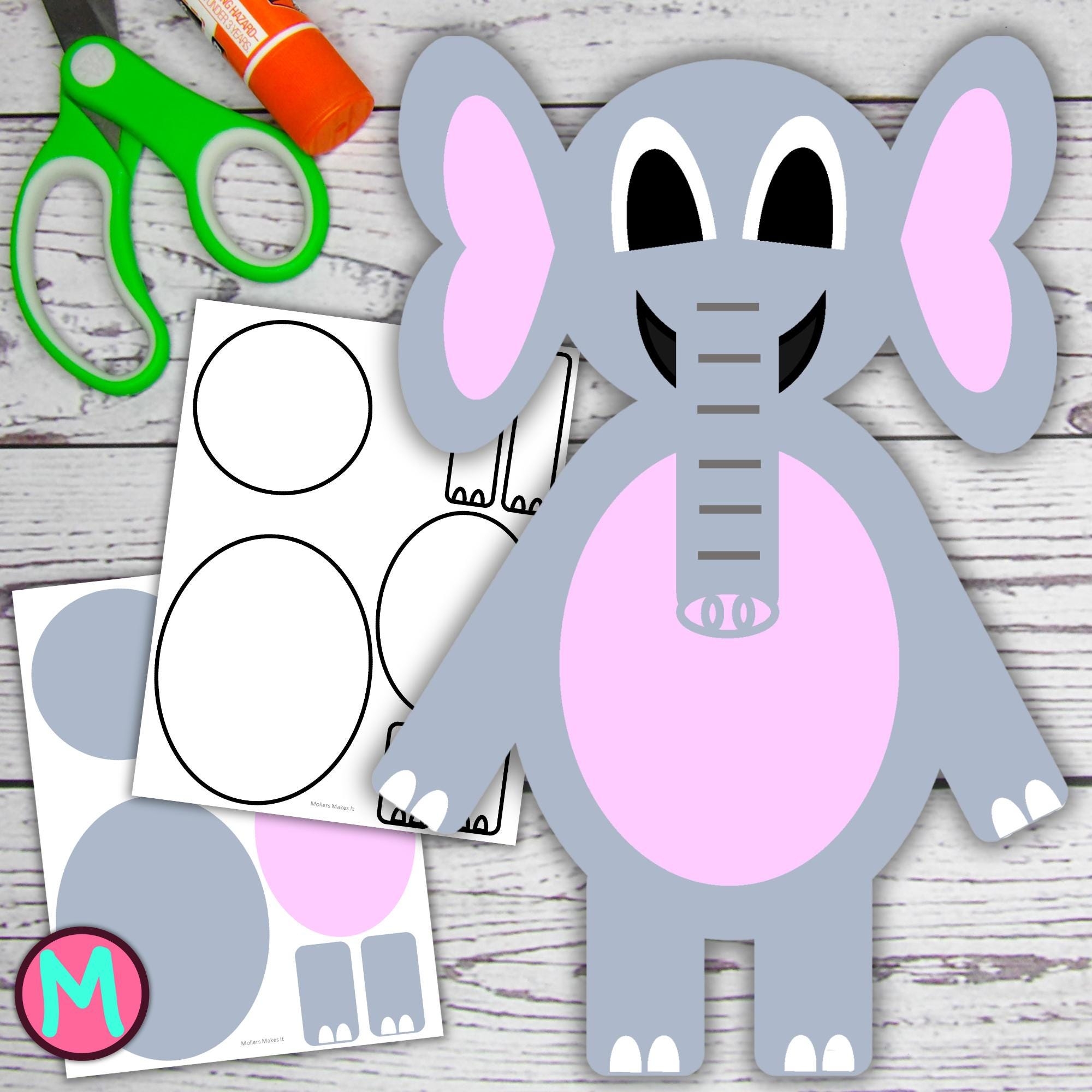 printable elephant craft template