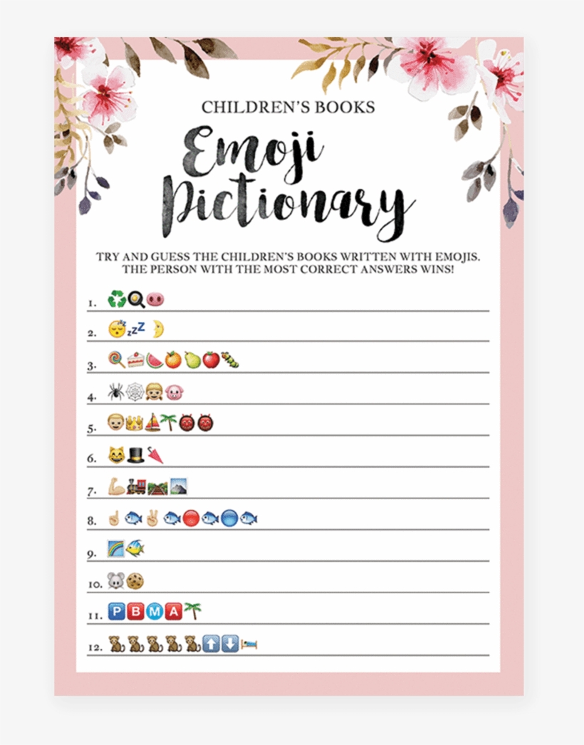 free printable baby shower emoji book game with answers