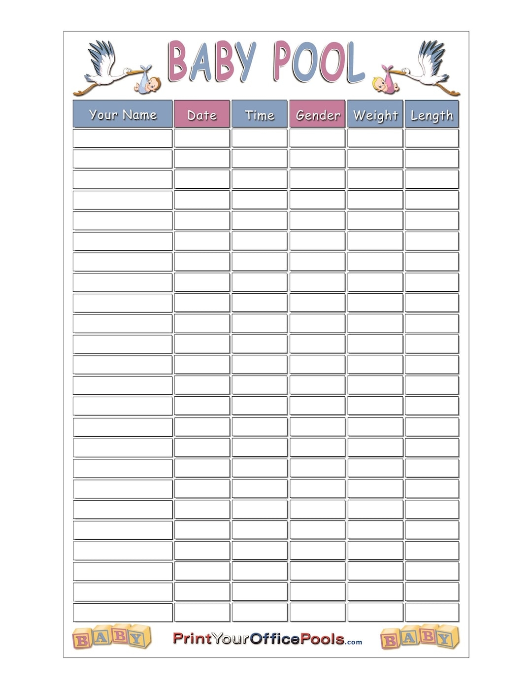 free printable baby statistics game