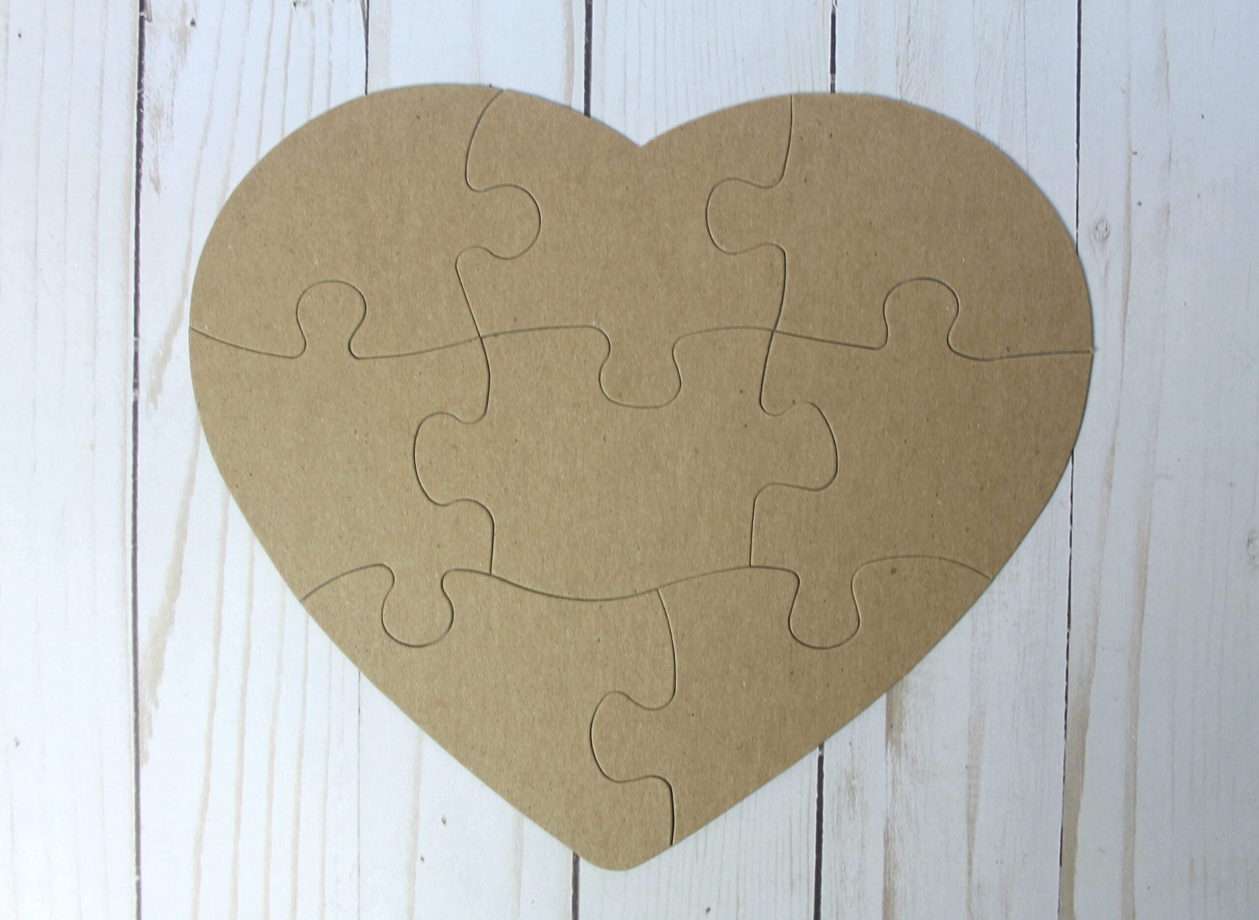 Extra Large 8 Piece Heart Shaped Jigsaw Puzzle Bare Chipboard Die Cut Approx 9