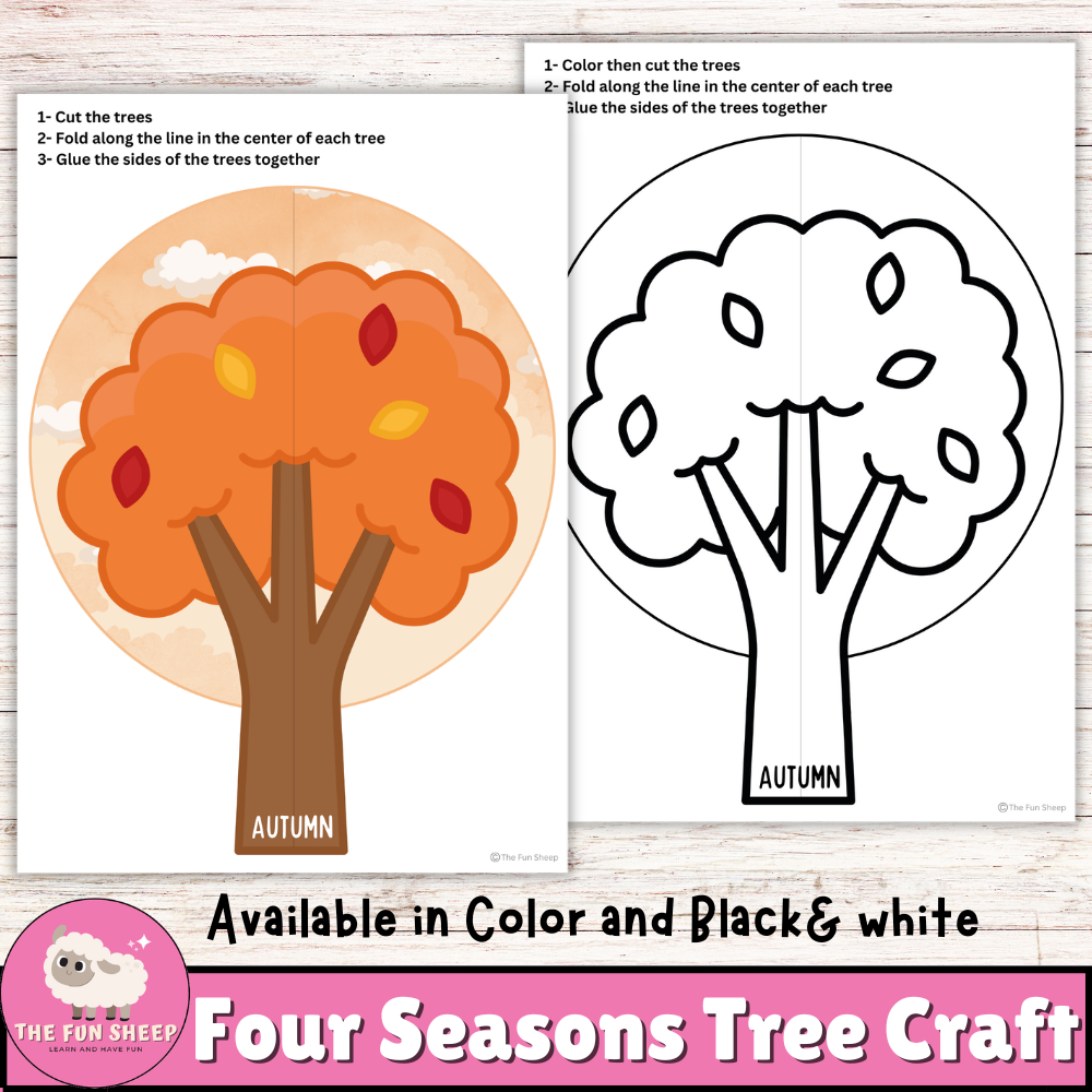 Four Seasons Tree Craft 4 Seasons Coloring 3D Tree Printable Seasons Activity Made By Teachers