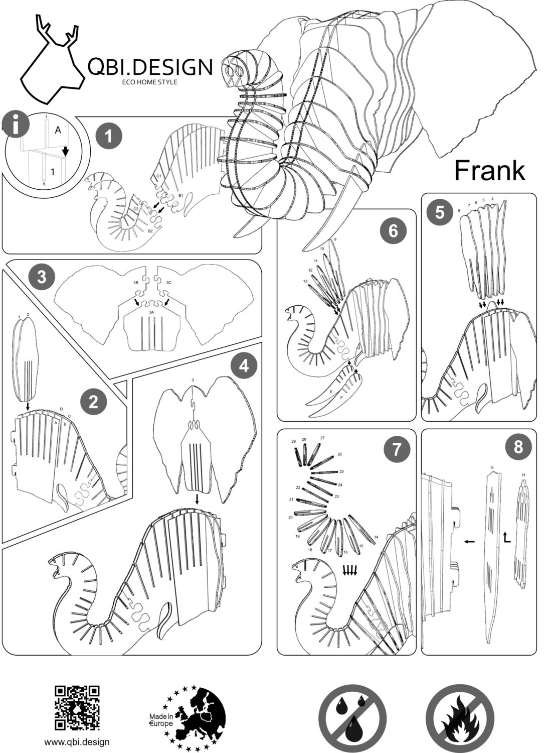 Frank Elephant Trophy Animal For Self assembly Made Of Ecological Cardboard 3D DIY Puzzle Sculpture Etsy