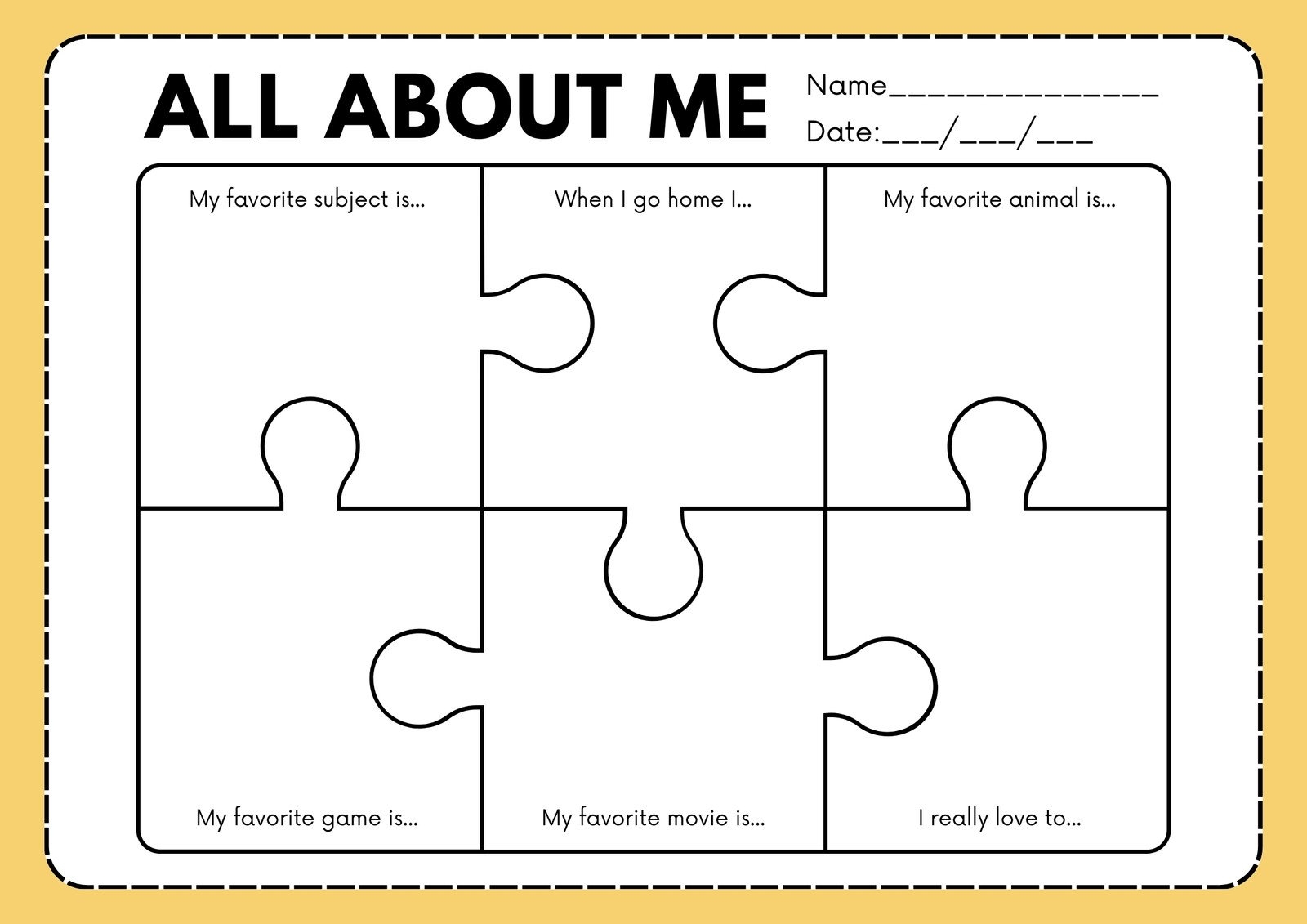 Free And Printable All About Me Worksheet Templates Canva