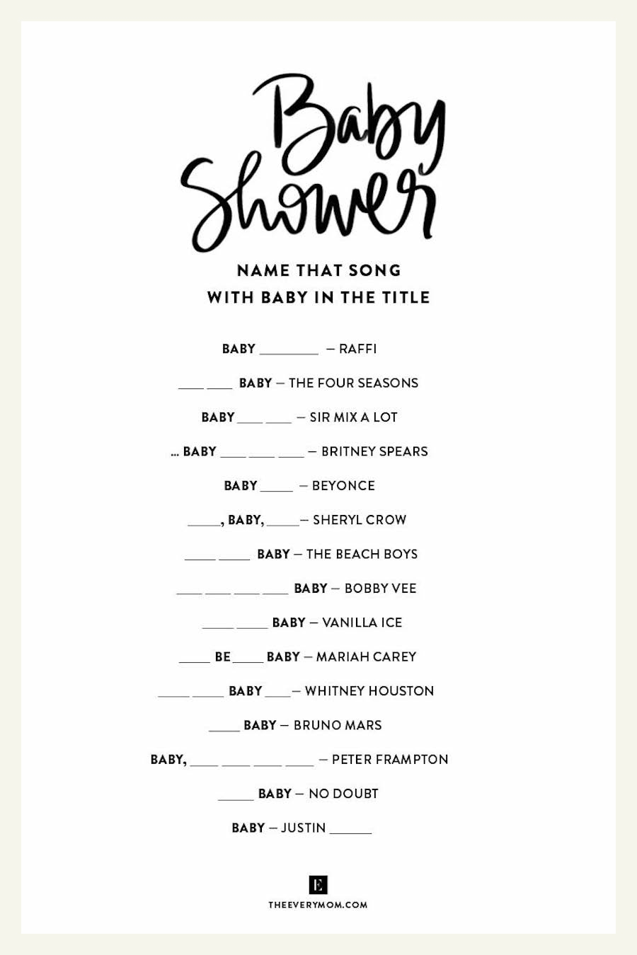 free printable baby shower games activities