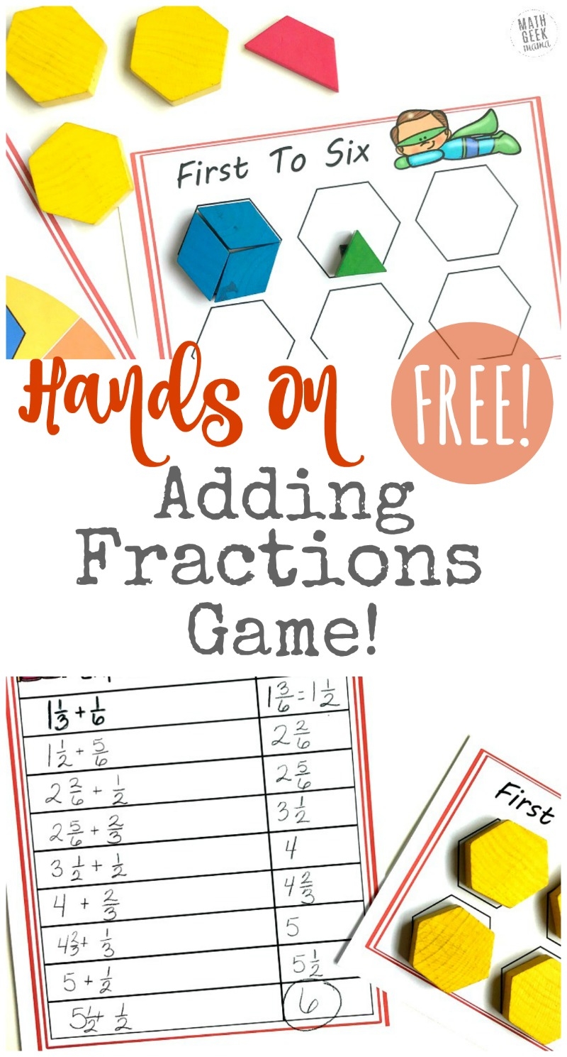 FREE Hands On Adding Fractions Game For Kids