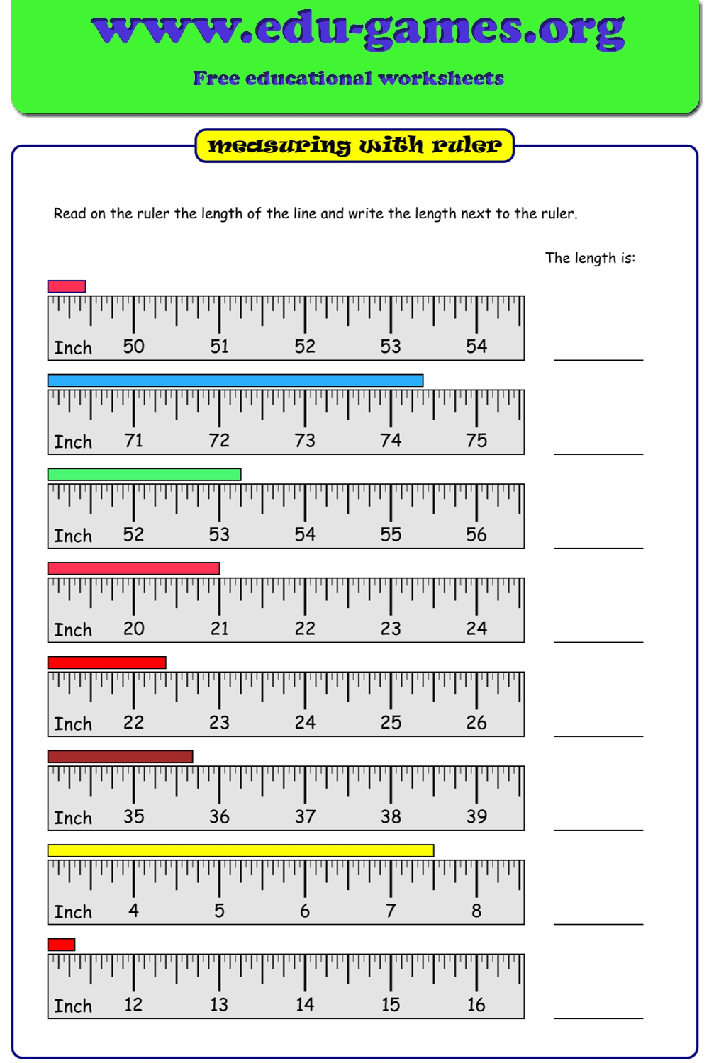 free measurement games printable