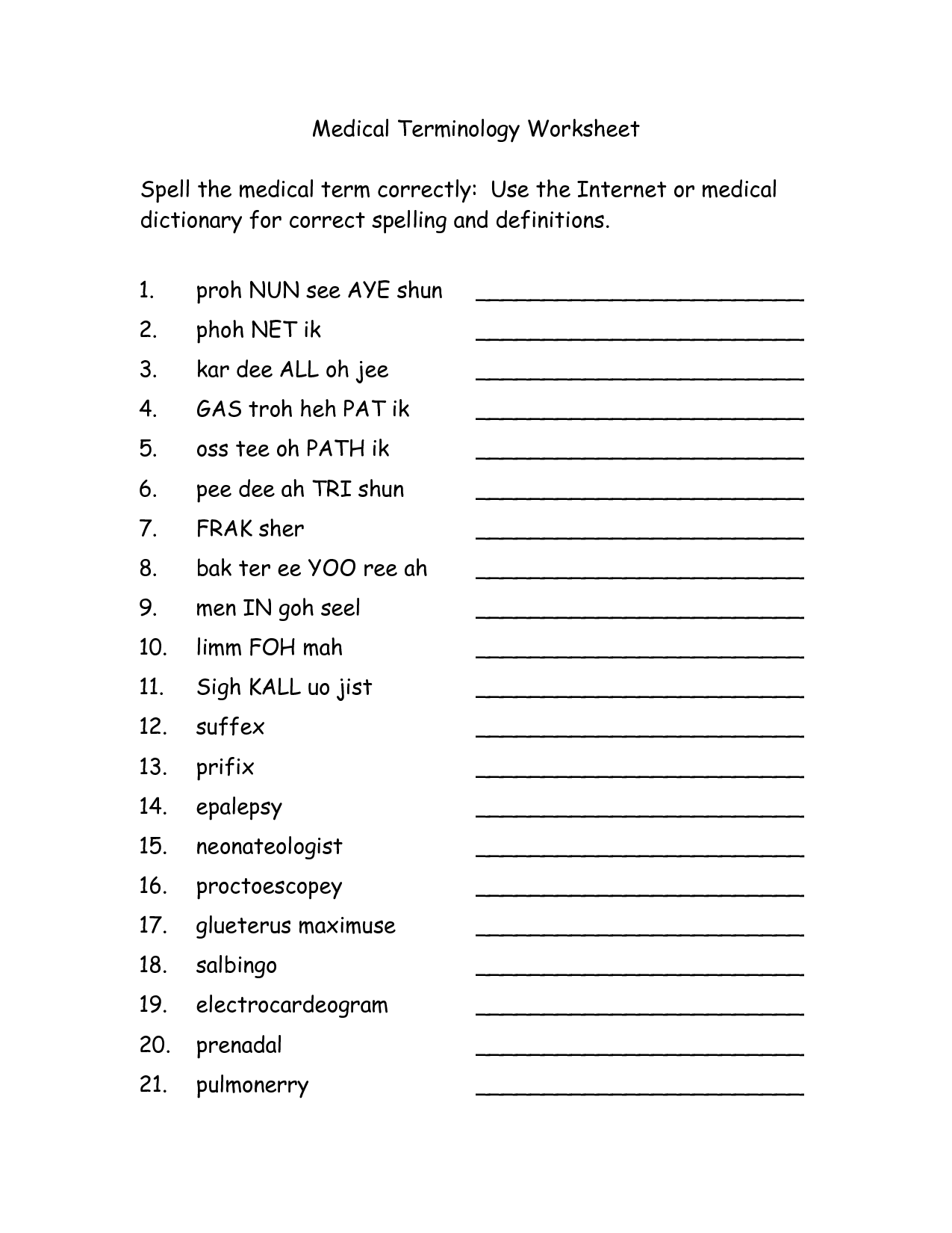 free medical terminology games printable pdf