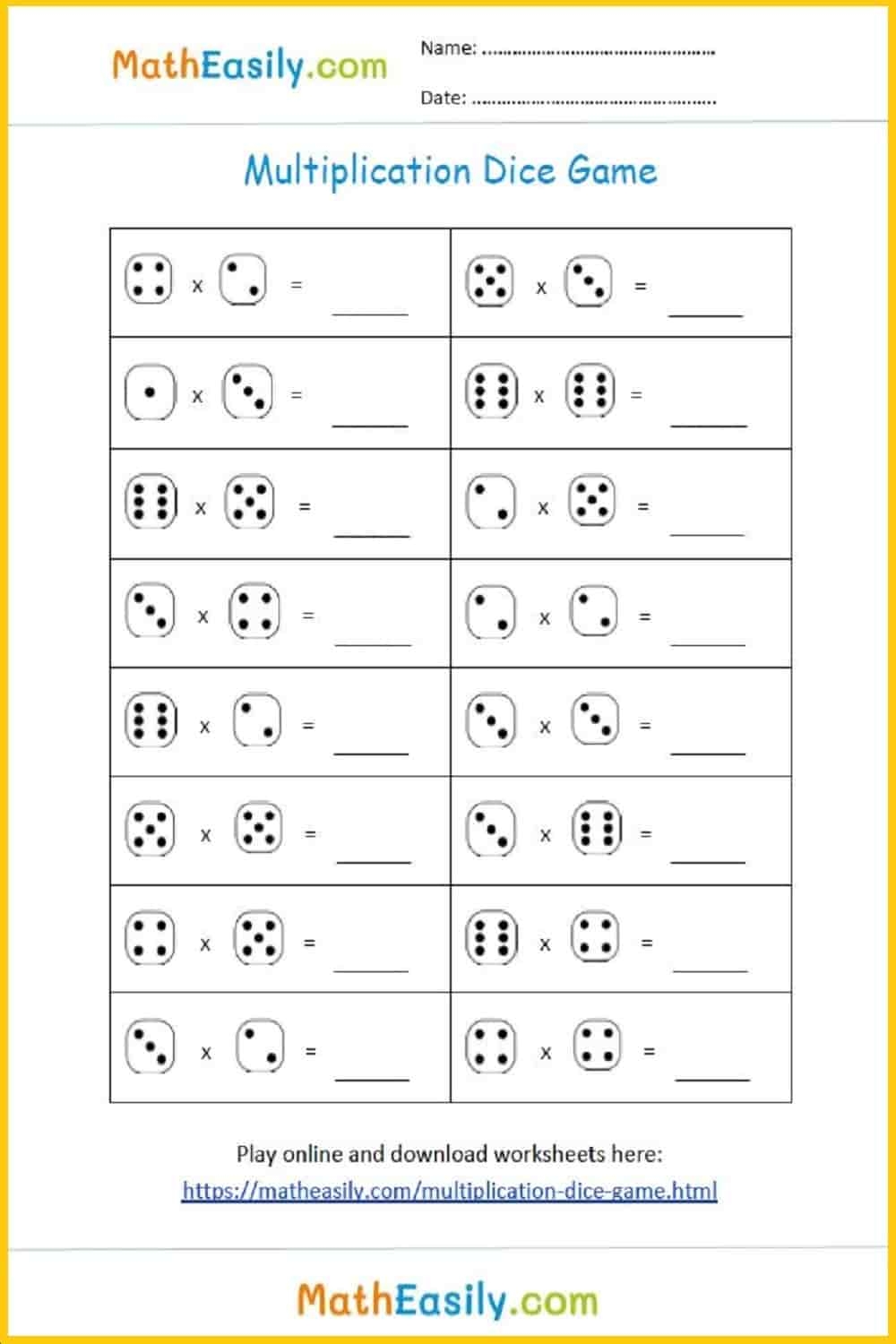 free math multiplication games printable