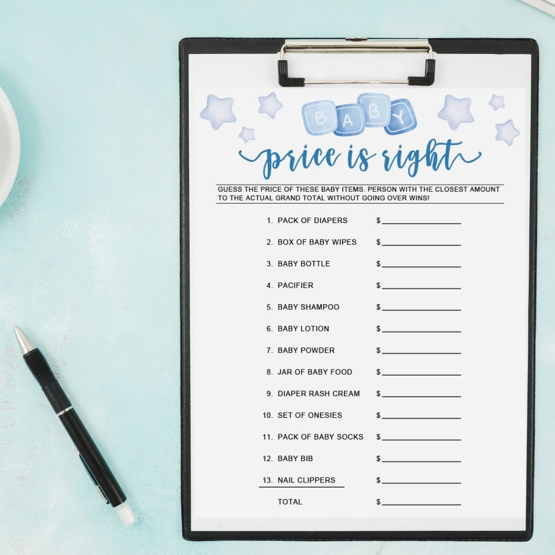 free printable babyl shower games price is right