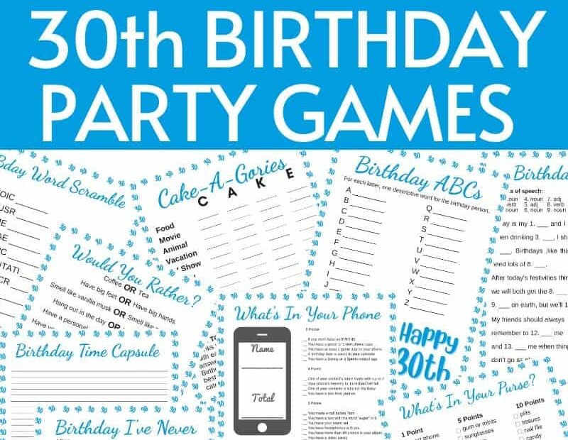 Free Printable 30th Birthday Games Parties Made Personal