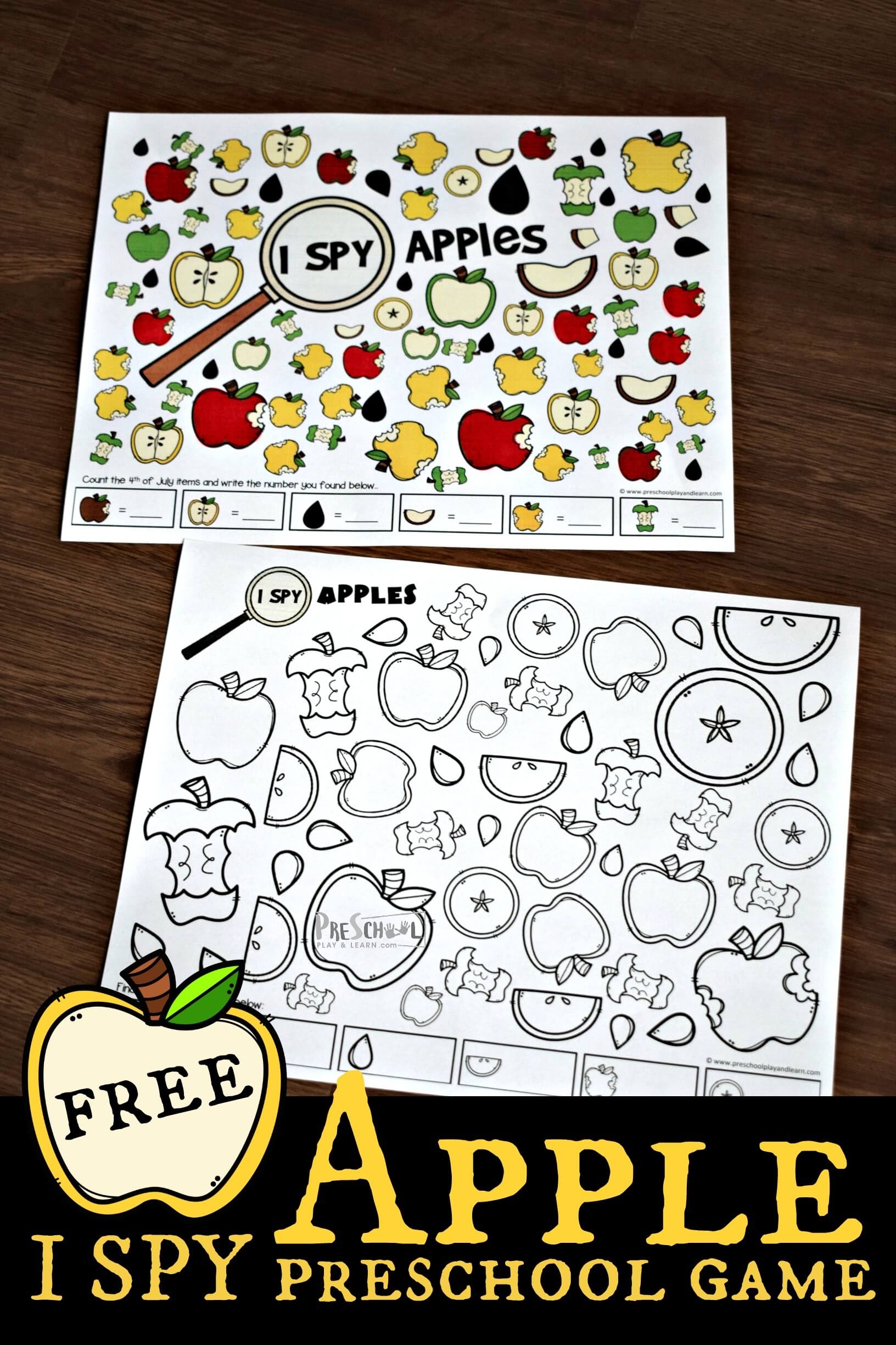  FREE Printable Apple I Spy Preschool Worksheets Activity