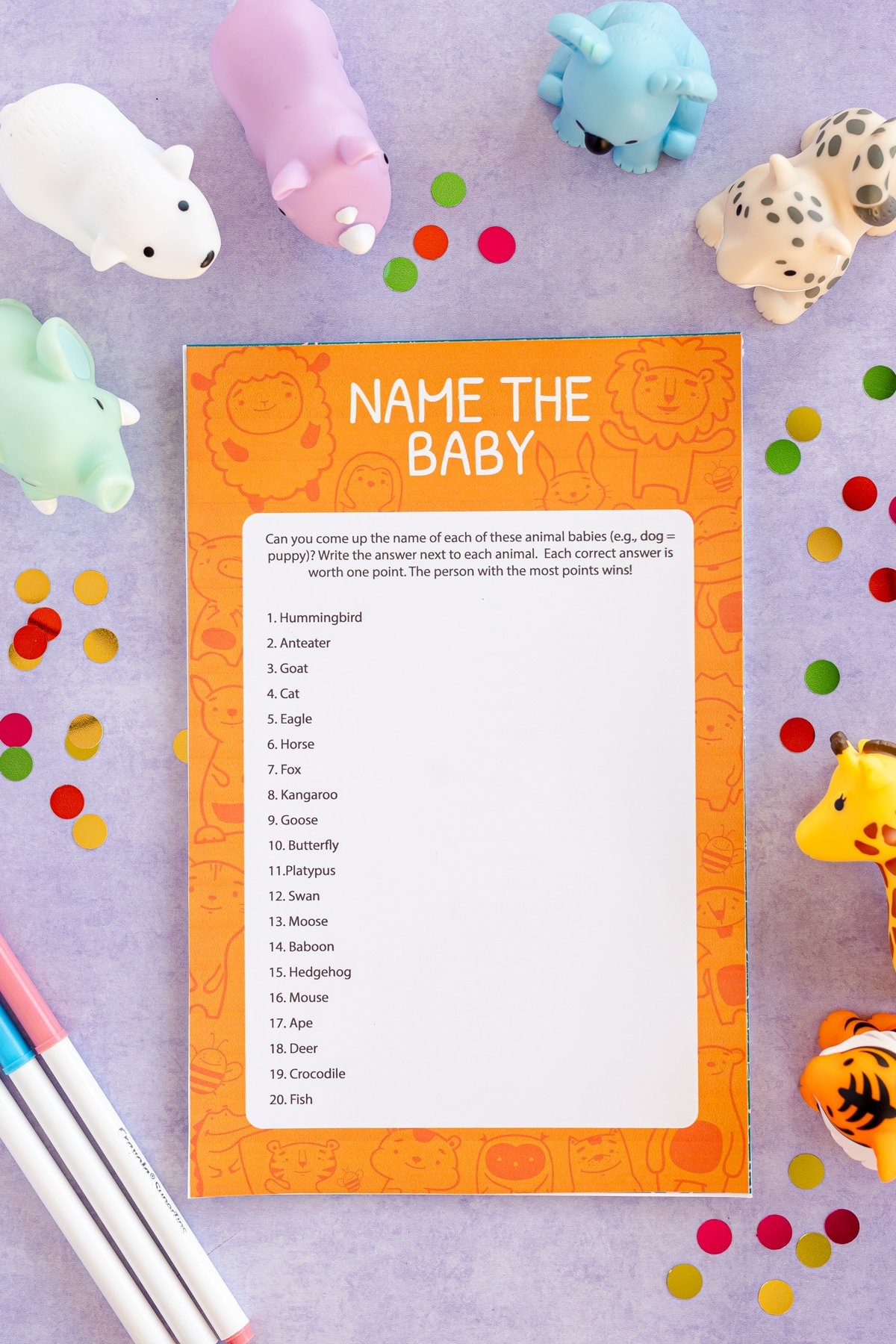 Free Printable Baby Animal Baby Shower Games Play Party Plan