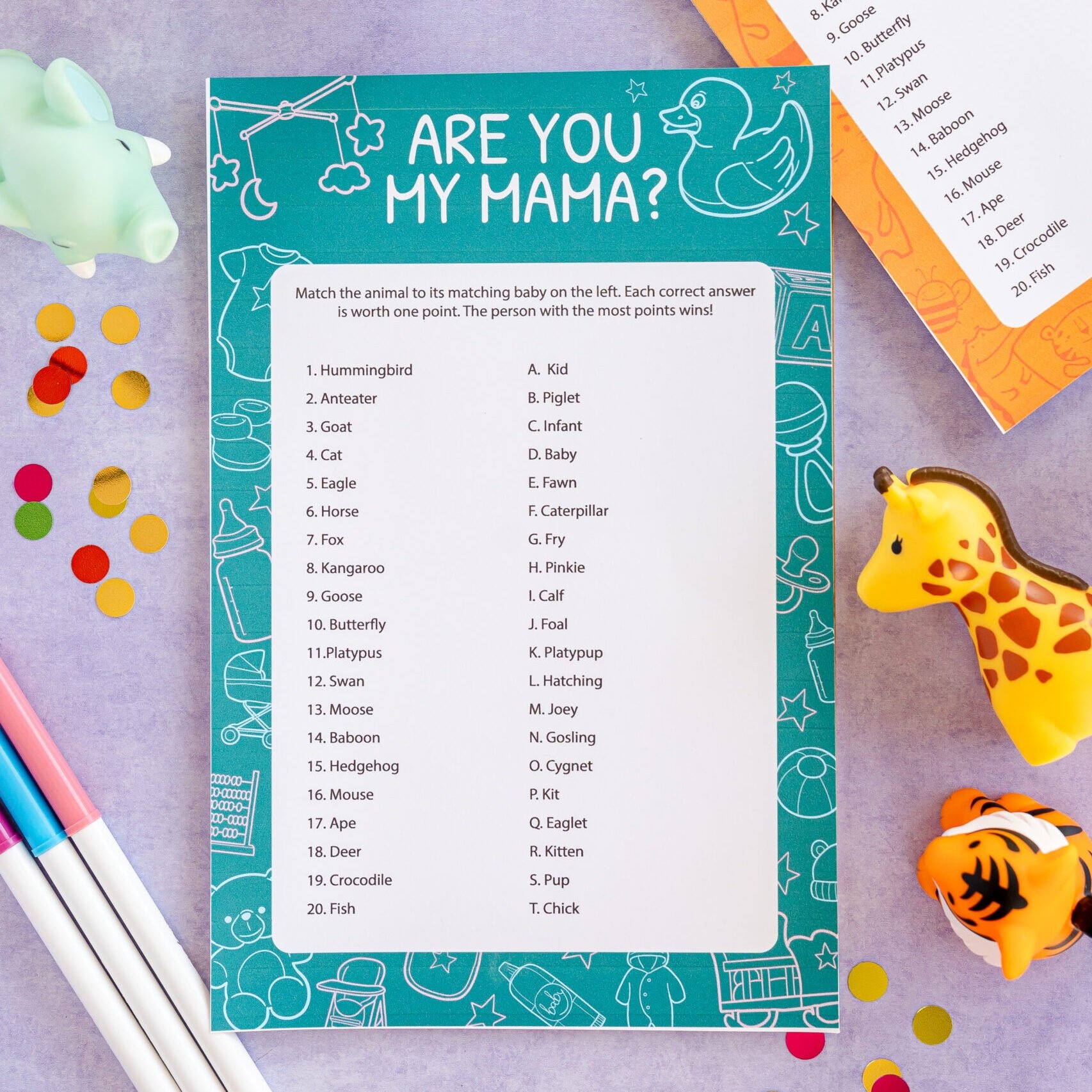 Free Printable Baby Animal Baby Shower Games Play Party Plan