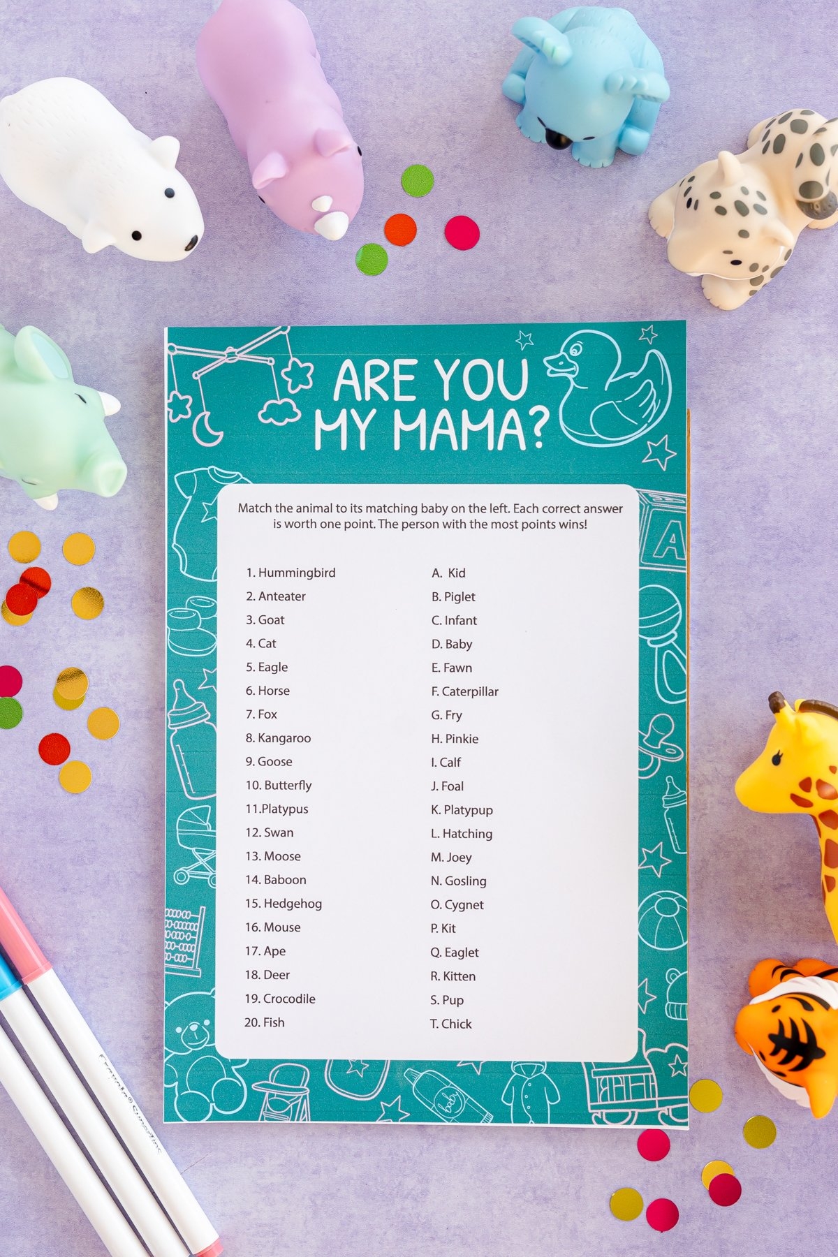 Free Printable Baby Animal Baby Shower Games Play Party Plan