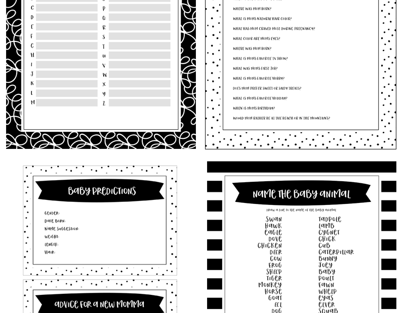FREE Printable Baby Shower Games 5 Games in 3 Colors Lil Luna